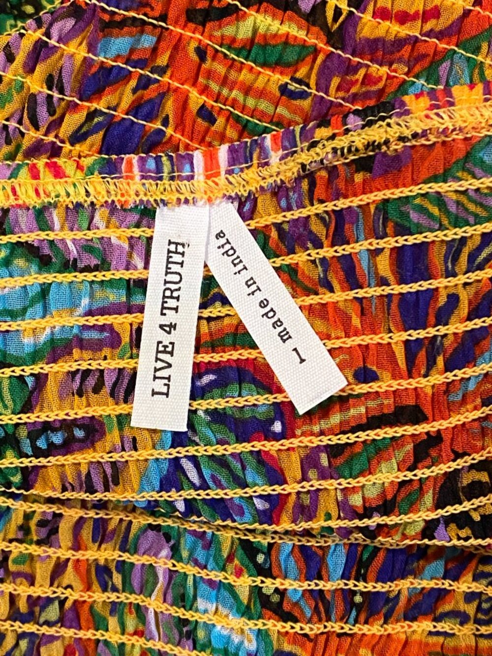 Live 4 Truth Multicolor Long Bell Sleeve Top Ren Festival Artsy Boho L 350i - Picture 8 of 10